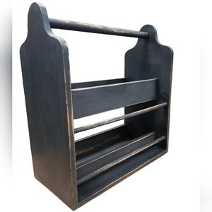 Solid Wood Gray Shoe Shine Box, 15 x 7 x 16 inches